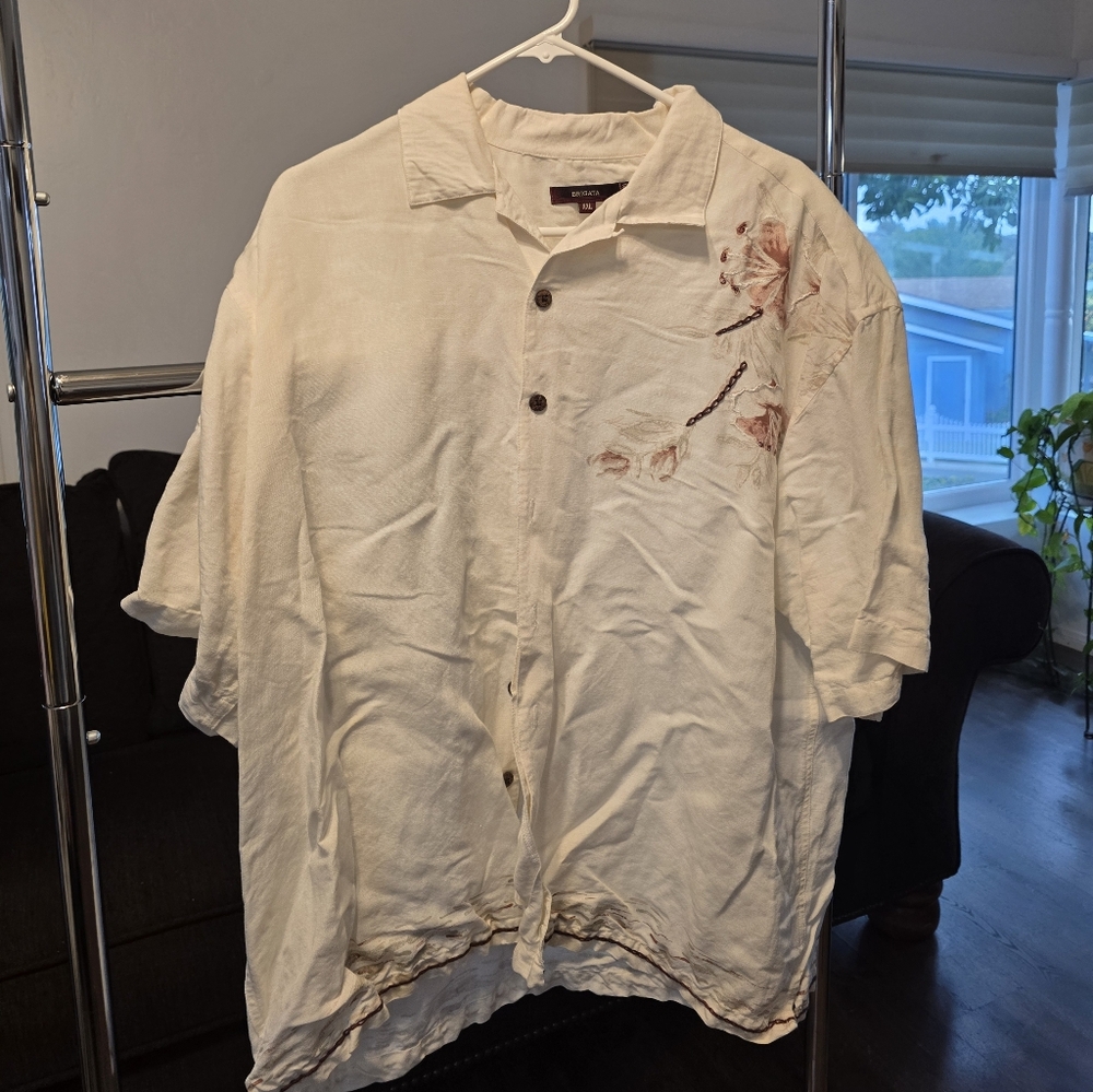 Floral Embroidered Button-Up Shirt